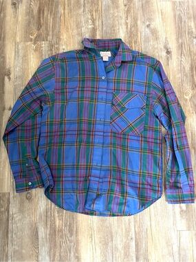 Vintage Harbour Isle Multicolor Plaid Button-Up Long Sleeve Shirt Womens Size 8